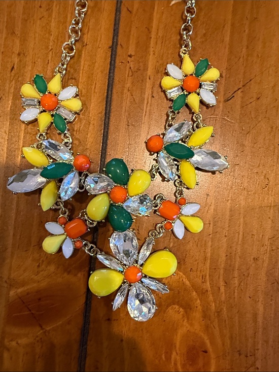 Charming Charlie Jewelry - Charming Charlie Yellow, Green & Orange Floral Statement Necklace